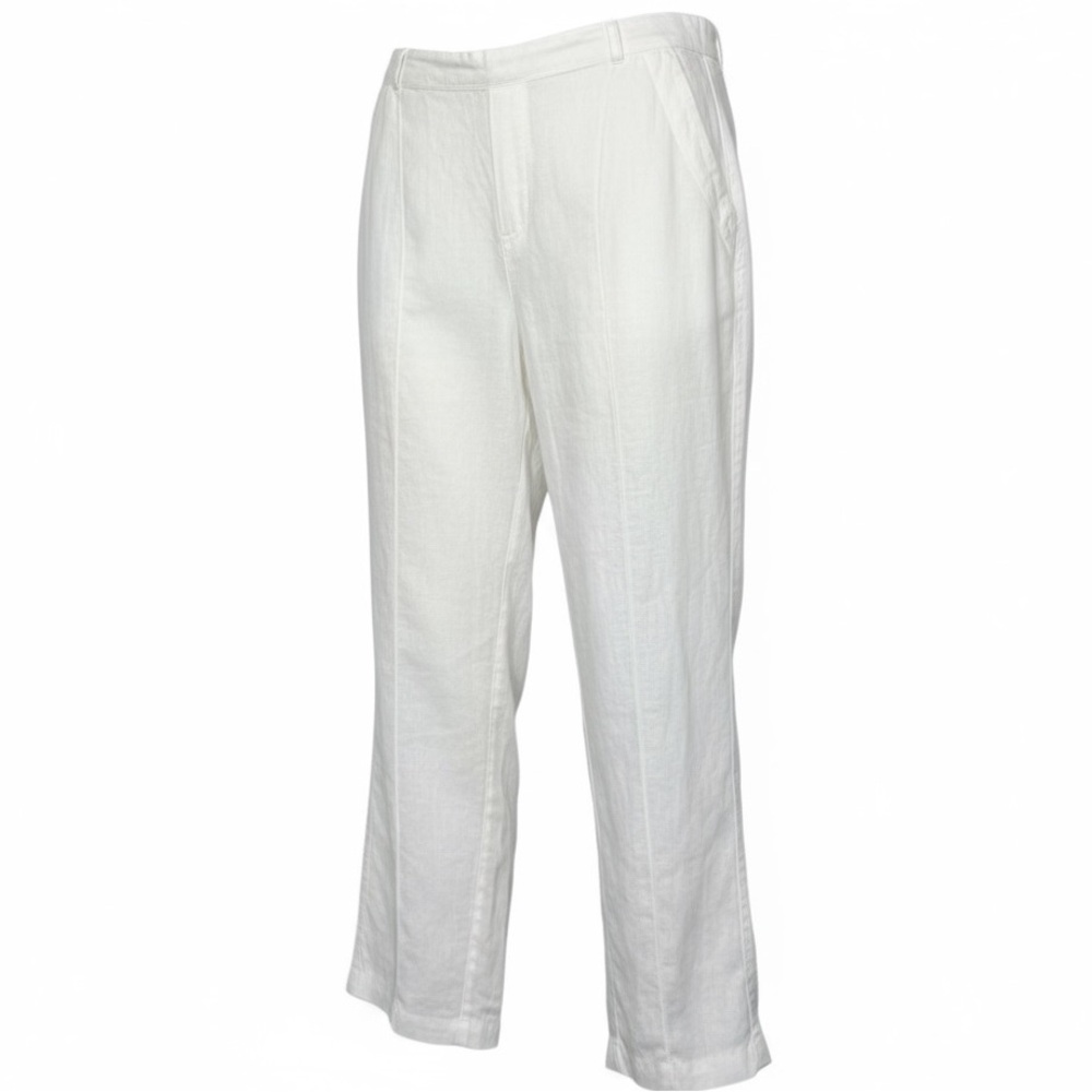 Nicole Miller 100% White Linen Pull-On Pants Women’s L Resort Summer - Picture 4 of 14